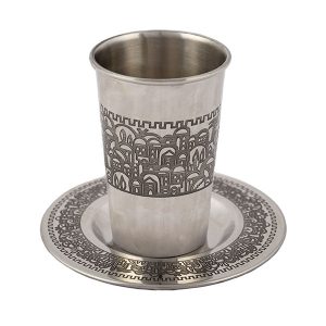 Stainless Steel Kiddush Cup with Jerusalem