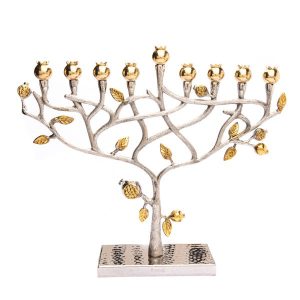 Sculpted Hanukkah Menorah with Pomegranates