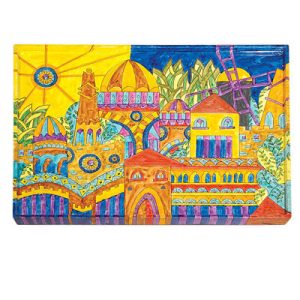 Hand-Painted Challah Board with Oriental Jerusalem