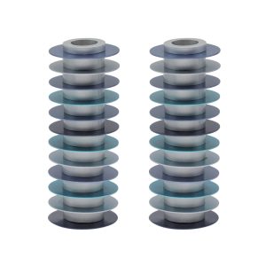 Tall Shabbat Candlesticks of Blue Discs