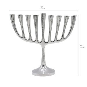 Large Classic Silver Hanukkah Menorah, 33 cm