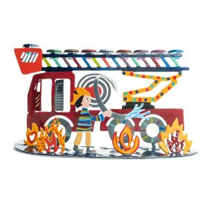 Children's Hanukkah Menorah with Fire Truck