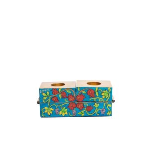 Wooden Hanukkah Menorah and Shabbat Candle Holder - Pomegranates