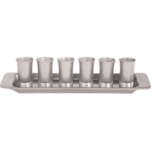 Set of Six Small Cups in Natural Aluminum