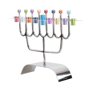 Modern Hanukkah Menorah with Colorful Cups
