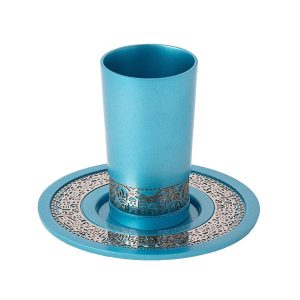 Turquoise Kiddush Cup with Jerusalem Band