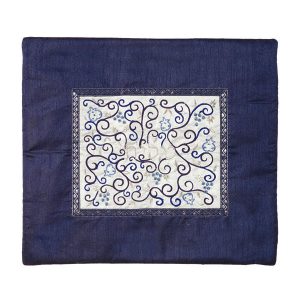 Blue Tallit Bag with Embroidered Swirl Center