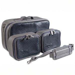 Modern Design Tallit and Tefillin Case Set – "Duo" Blue-Gray Model
