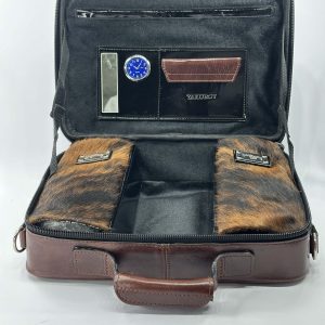 Genuine Leather Smooth Tallit and Tefillin Case in Brown Color