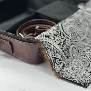 Genuine Leather Smooth Tallit and Tefillin Case in Brown Color