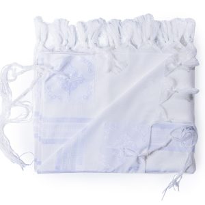 High-Quality White Acrylic Tallit with Atarah in a Luxurious Design