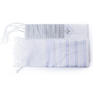 Acrylic Tallit Decorated with Silver Crown Embroidery – 'Royal Crown' Model