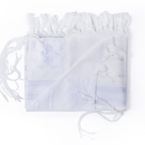 High-Quality Acrylic Tallit with Silver Stripes and an Atarah in a Luxurious Design