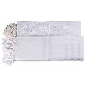 Elegant White Tallit made of Wool