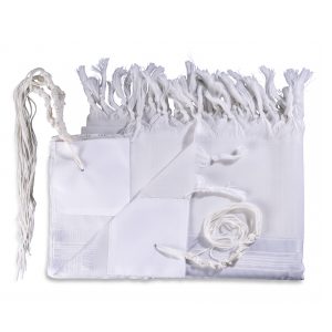 Elegant White Tallit made of Wool