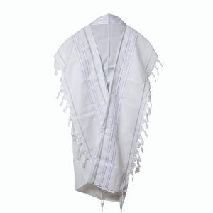 Cotton Tallit with Silver Stripes