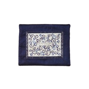 Blue Tefillin Bag with Embroidered Center