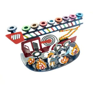 Children's Hanukkah Menorah with Fire Truck