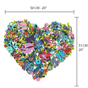 Extra-Large Double Metal Heart - Butterflies