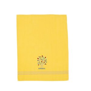 Yellow Kitchen Towel - Embroidered Tree, ISRAEL