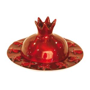 Opening Pomegranate in Red Painted Aluminum