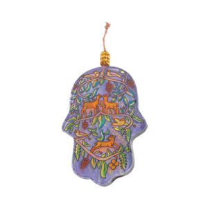 Small Glass Hamsa with Deer