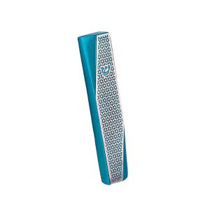 Geometric Mezuzah Case with Stars of David, Turquoise