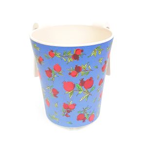 Bamboo Netilat Yadayim Cup (Wash Cup) - Pomegranates on Light Blue