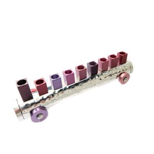 Small Train Hanukkah Menorah in Burgundy