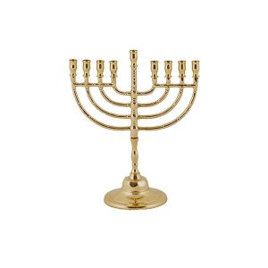 Classic Copper Hanukkah Menorah with Circles