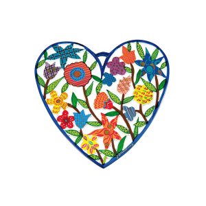 Small Hand-Painted Metal Heart - Flowers