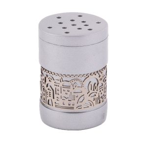 Besamim Container in Matte Silver with a Jerusalem Cutout
