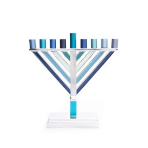 Small Chabad Hanukkah Menorah in Blue