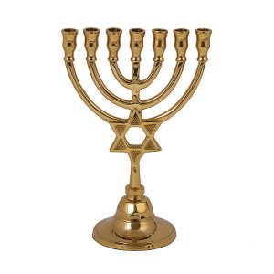 Copper Menorah 24 cm with Star of David