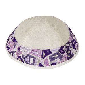 Purple Geometric Embroidered Kippah