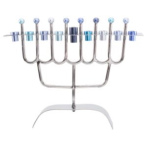 Modern Hanukkah Menorah with Blue Cups