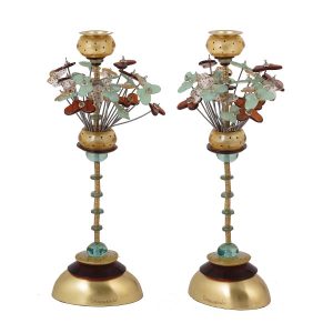 Tall Shabbat Candlesticks with Butterflies 36 cm