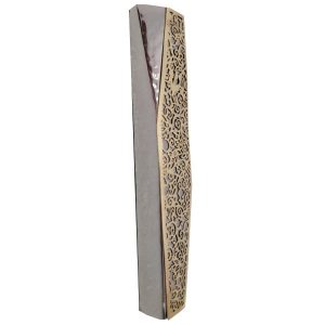 Geometric Mezuzah Case with Pomegranates, Copper