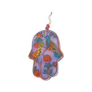 Small Glass Hamsa with Birds