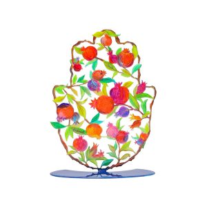Medium Standing Hamsa with Soft-Toned Pomegranates