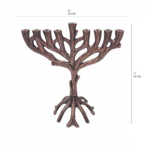 Copper-Tone Tree of Life Hanukkah Menorah, 20 cm