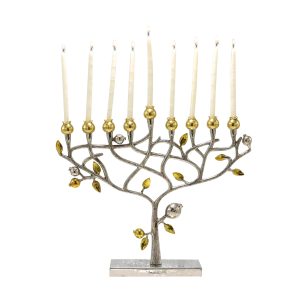 Sculpted Hanukkah Menorah with Pomegranates