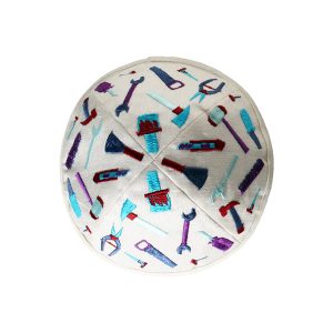 Children's Kippah with Tools, White