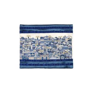 Tefillin Bag with Jerusalem Embroidered in Blue