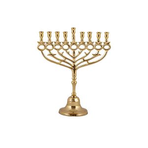 Copper Hanukkah Menorah with Pomegranates, 24 cm
