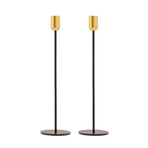 Tall Black and Gold Shabbat Candlesticks 33 cm