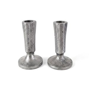 Antique Silver Finish Shabbat Candlesticks 11 cm