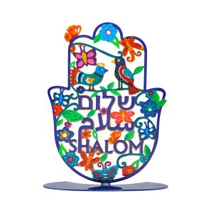 Standing Hamsa with Shalom in Three Languages