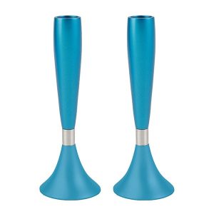 Medium Shabbat Candlesticks in Glossy Turquoise