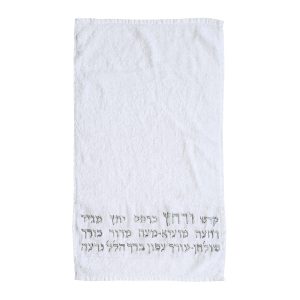 Embroidered Towel - Seder Signs in Silver